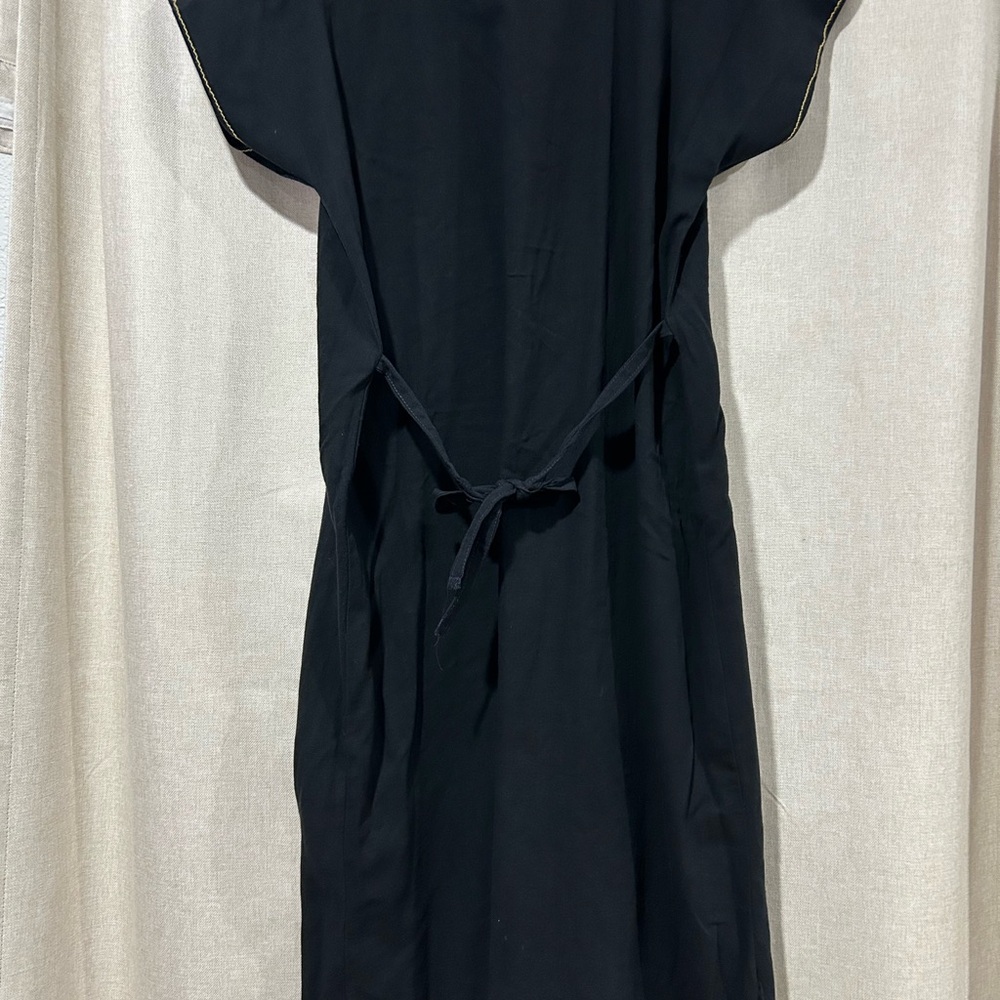MEXICANA Black Dress with Gold and Green Embroidery - Picture 4 of 6